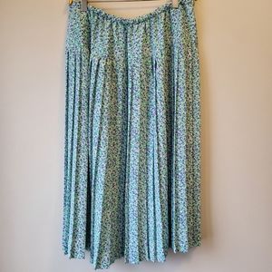 Vintage style floral pleated lightweight maxi skirt with elastic waistband Sz 12